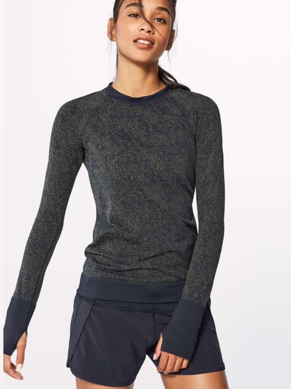 Lululemon Rest Less Pullover Black Armory Green Size 8 W3ATMS